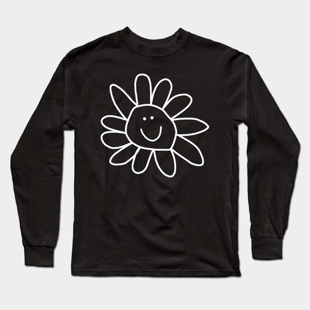 Daisy Doodle Flower in White Long Sleeve T-Shirt by ellenhenryart